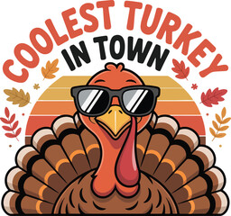 Cool turkey graphic design for Thanksgiving apparel.