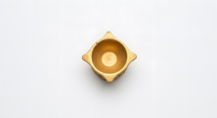 Golden decorative bowl on white background for design and decoration