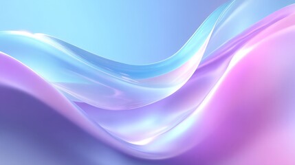 Fototapeta premium Smooth, flowing abstract gradient background with blue, purple and soft pink colors. Wave shapes with a glossy surface. Generative AI