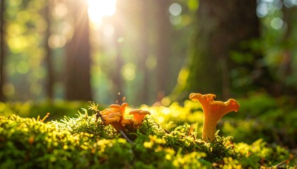 Forest mushrooms bathed in sunlight (2)