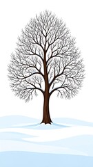 Bare winter tree on snowy ground