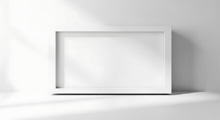 White Empty Picture Frame Mockup with Shadows on a Minimalist Wall