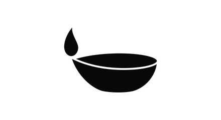 Simple black and white illustration of a traditional oil lamp design