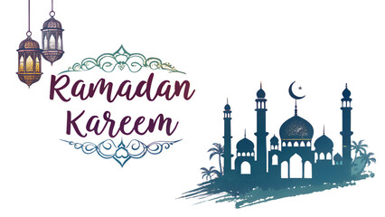 Ramadan Kareem Abstract Brush Stroke PNG, Transparent Background, Vibrant Artistic Islamic Greeting, Modern Decorative Digital Illustration
