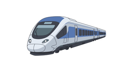 Fototapeta premium A sleek modern high speed passenger train illustration with a blue color scheme
