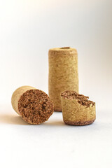 Wine corks isolated. Collection of wine corks isolated on white background, useful for packaging, wine industry, and eco concepts.