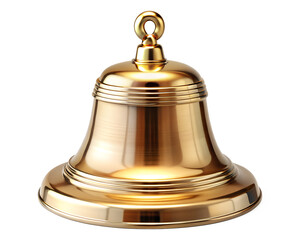 Shiny golden bell isolated on transparent background, perfect for holiday decorations or celebratory events