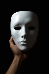 White face mask in dark. halloween theme