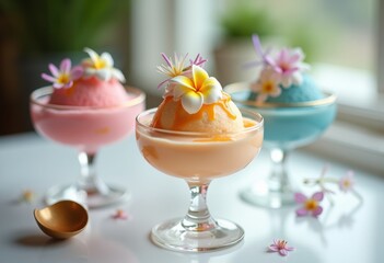 Elegant Minimalist Frozen Dessert in Stylish Glassware Delighting Your Senses with Sensational Colors and Textures