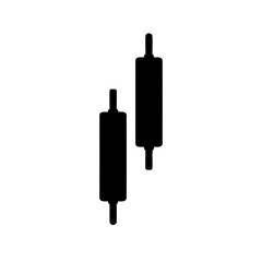 Black silhouettes of two candlesticks, vintage candle holders on a white background