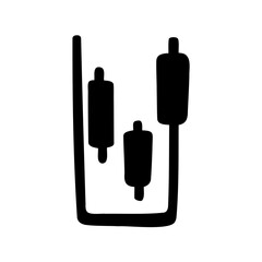 Abstract candlestick chart in black and white, simple and stylized for presentation