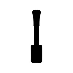Black silhouette of a nail polish brush on an isolated white background