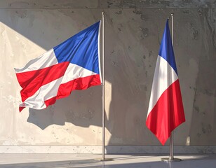 Two flags waving in the sun