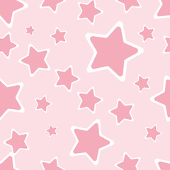 Pink and White Stars Pattern on Pink Background