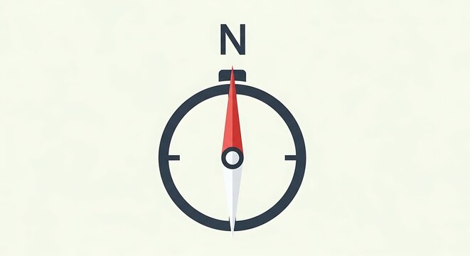 Simple Compass Icon Pointing North Direction.