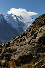 Chamonix et la cha&icirc;ne du Mont Blanc vue du Lac Blanc
