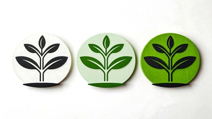 Eco plant icons in circle design symbolizing green environment and sustainability
