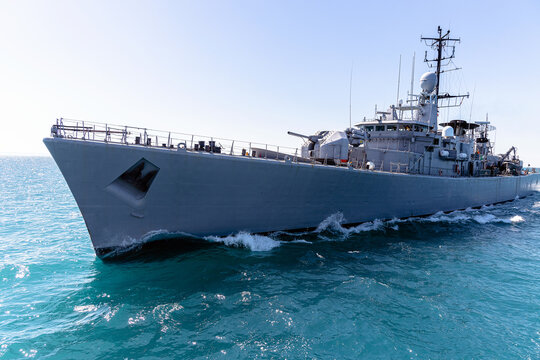 War Ship during mission of protect and rescue in sea.	