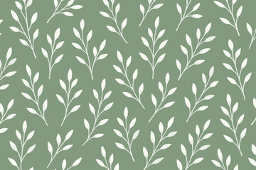 Naklejka premium Soft green pattern with white leaves ideal for home decor and design projects