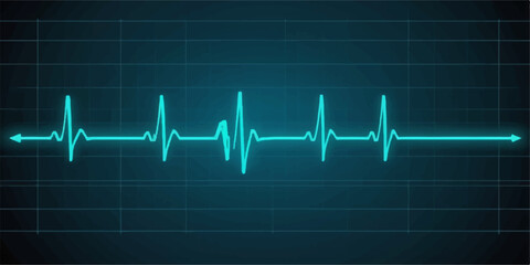 Naklejka premium A graphic illustration of a healthy heart's rhythmic life pulse on an EKG monitor