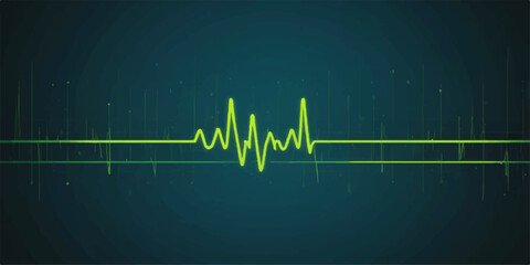 An animated cardiac pulse rhythm creates a heartbeat graph on a medical monitor screen