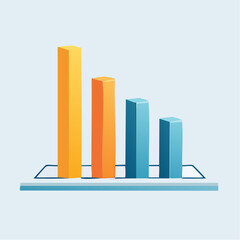 A 3D bar chart showing a downward trend with bars of varying heights and colors.