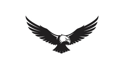 Fototapeta premium Black and white vector illustration of an eagle with wings spread.