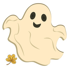Ghost. Adorable cartoon character. Isolated on a white background. Vector illustration.