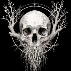 skull with tree