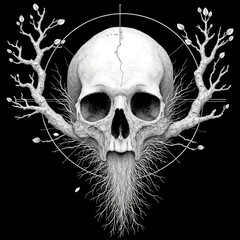 skull with tree