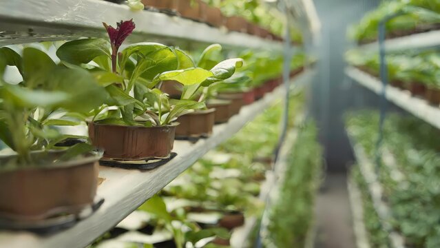 Ultra-detailed view of leafy greens growing in a vertical hydrop