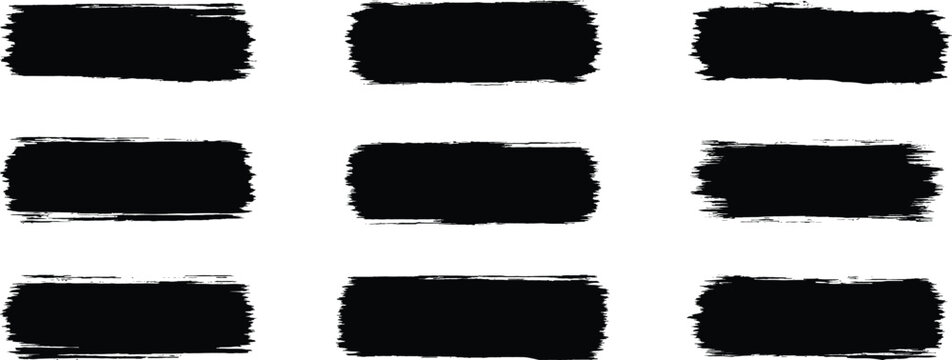 Brush strokes Black set paint, ink brush, brushes, lines, frames, box, grungy. straight line vector illustration, smears, sketch lines.