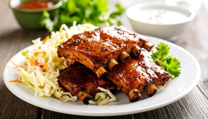Delicious BBQ Ribs with Coleslaw.