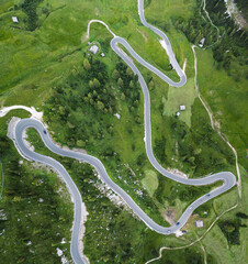 Aerial view of the Giau Pass, Dolomites, Italy