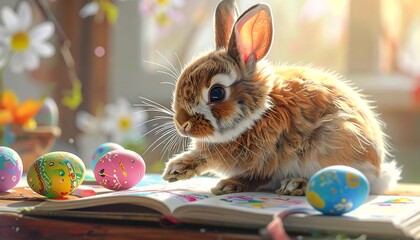 Cute bunny with Easter eggs (1)