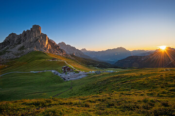 Aerial view of the Giau Pass, Dolomites, Italy