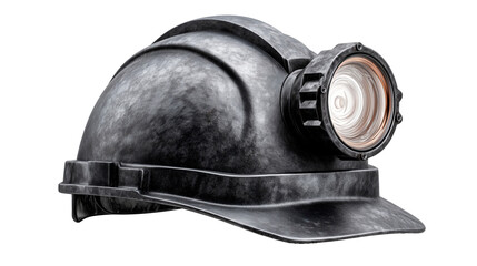 Miner helmet with light isolated on a white background ready for underground work