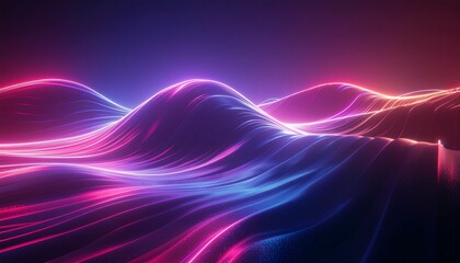 Abstract Neon Waveform Flowing with Vivid Pink and Blue Lights, Dynamic Digital Art Background