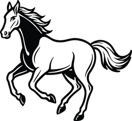 Running stallion vector silhouette illustration isolated on a white background