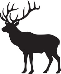 Silhouette of American elk on white