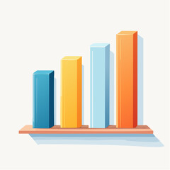Bar graph illustration showing an upward trend with blue, yellow, and orange columns.