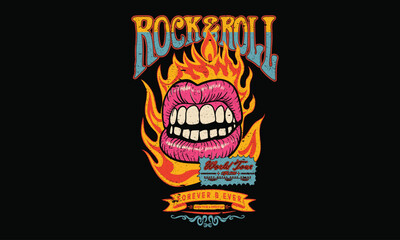 Music festival artwork. Music logo design. Rock and roll poster design. Fire artwork.