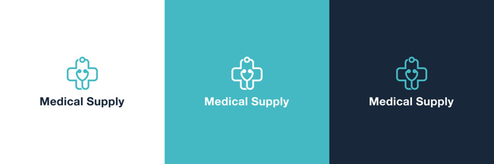 Heart Shaped Medical Equipment Logo Design Inspiration. Vector Illustration.