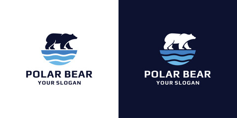Polar Bear Vector Logo Design.