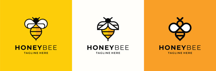 Honeybee Logo Design Inspiration. Vector Illustration.