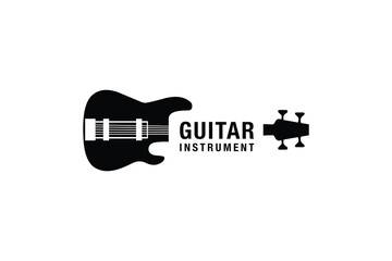 Guitar Musical Instrument Logo Design Template. Vector illustration.