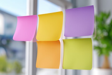 Colorful Sticky Notes on Transparent Surface