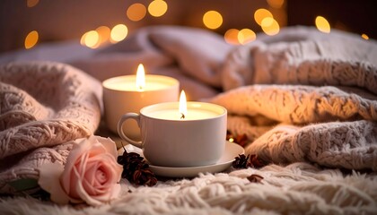 Cozy Candles and Warm Blanket.