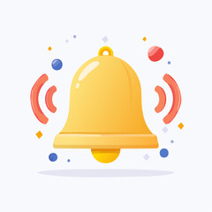 A bright yellow bell with sound waves emanating from it, symbolizing an alert or notification.
