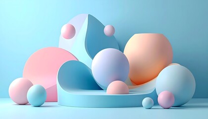 Abstract pastel geometric shapes composition